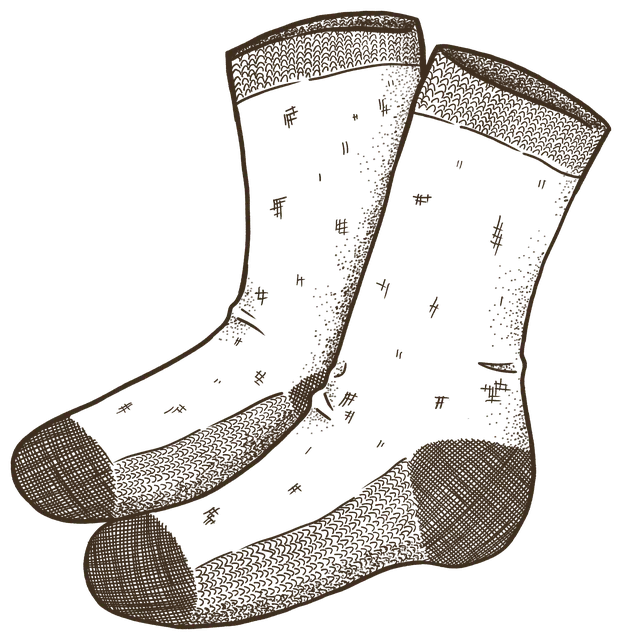 A pair of cushioned hiking socks with darker heels and toes
