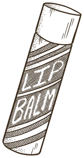 A stick of lip balm with a striped label