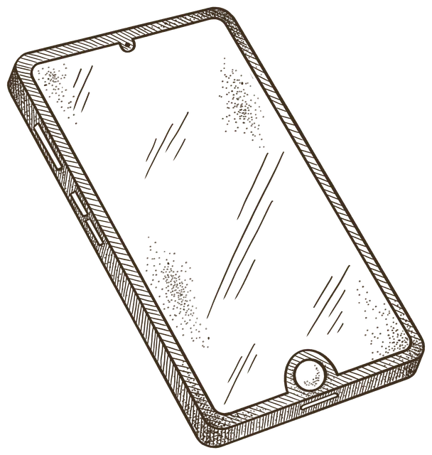 A phone with its screen off, drawn as glass