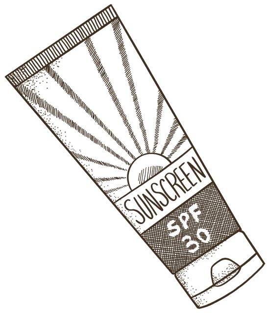 A tube of SPF 30 sunscreen with a sunburst on the label